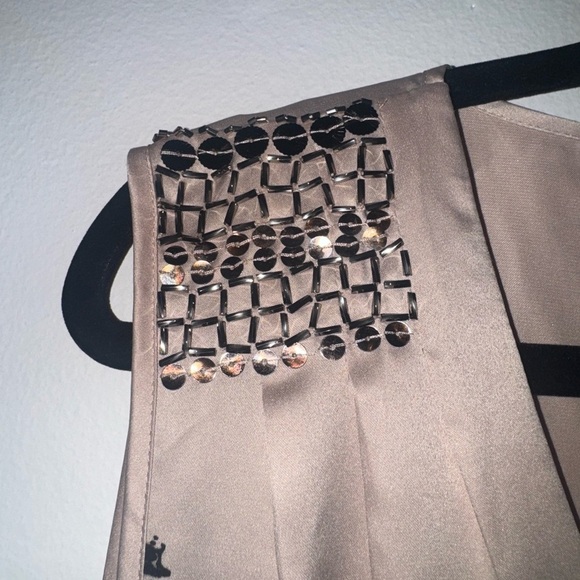 Chic Lace-Trimmed Beige and Black Dress - Picture 3 of 4